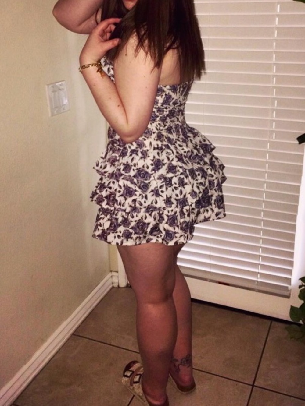 Floral Rose Print Tube Top Micro-mini dress size Large